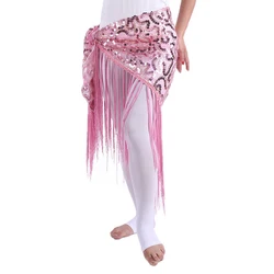 Cheap Belly Dance Clothes Women Dancewear Long Fringe Hand Crochet Triangle Belt Belly Dance Hip Scarf Sequins