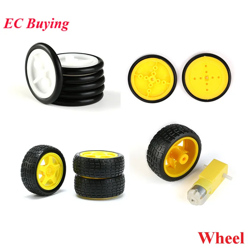 Small Smart Car Tire Wheel DC Gear Motor Chassis Plastic Robot Rubber Chassis Wheel for Toy car Tires DIY Kit