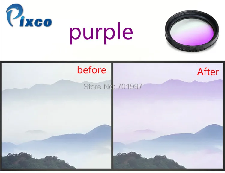 Pixco 55mm grau azul ou amarelo, ou cinza ou vermelho filtro de lente, acessórios de câmera para canon nikon lentes de câmera