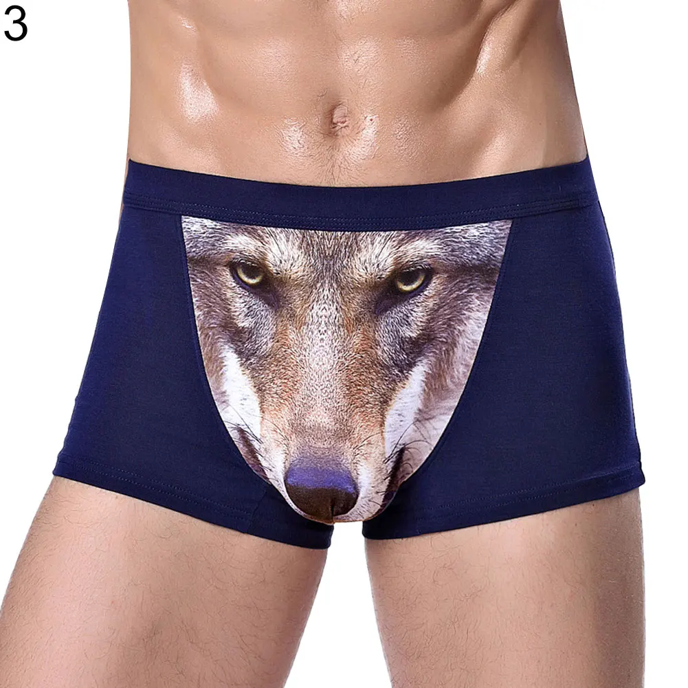 Creative Animal Wolf Eagle Head Men\'s U Convex Breathable Boxer Underwear new