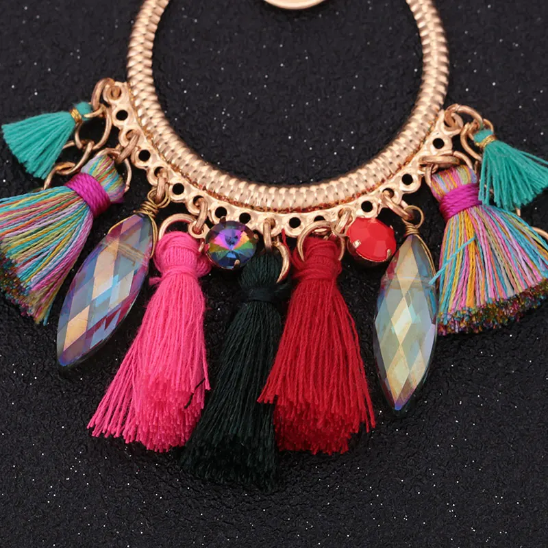 Sehuoran Oorbellen Tassel Earrings For Women Material Pendientes boho Wedding Earings Round Long Drop Earrings Jewelry Gifts