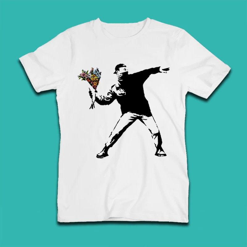 Banksy Design Print Men T-shirts 2023 Summer Casual Anime Tee Shirt Unisex Clothes,