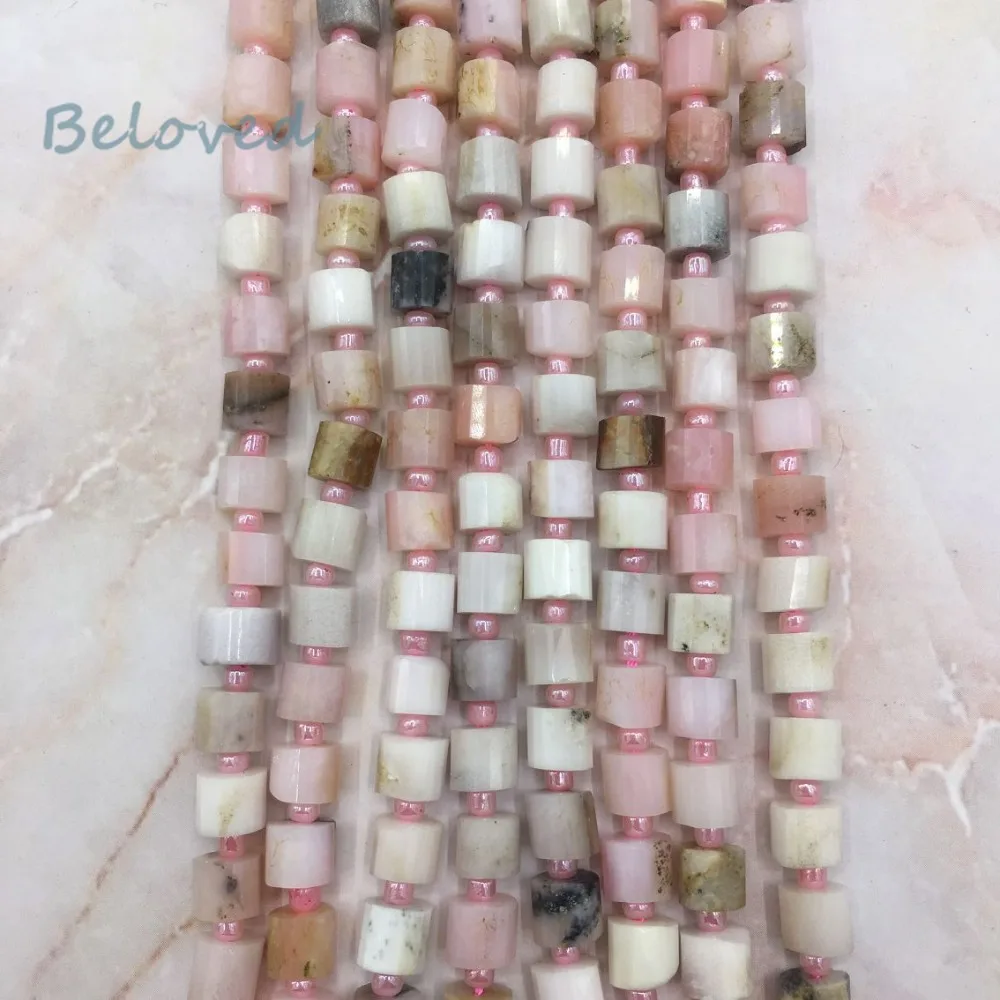 6x6mm Genuine Cylinder Pink Opal Loose Beads, High Quality Raw Opal Quartz Gems Drilled Bead For Jewelry Making, BG18228