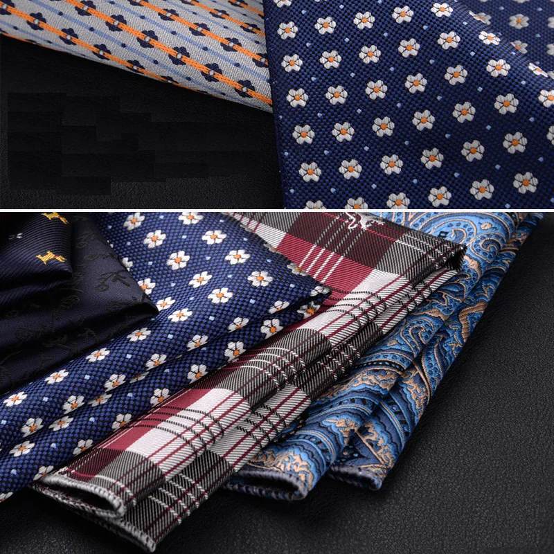 Luxury Men\'s Handkerchief Polka Dot Striped Floral Printed Hankies Polyester Hanky Business Pocket Square Chest Towel 23*23CM