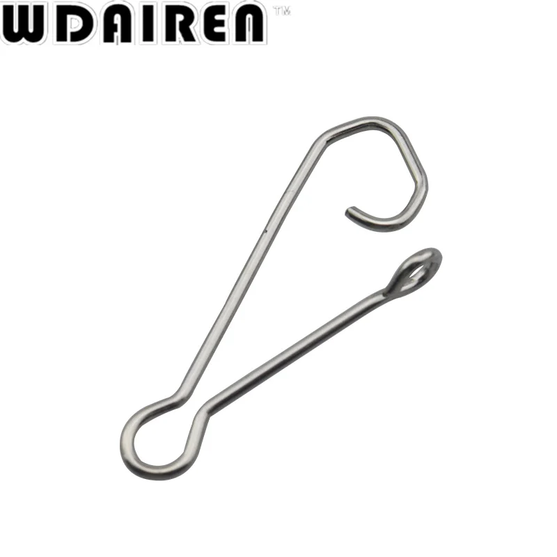 100pcs/lot Safety Snaps Fishing Swivel Hook Connector Stainless Steel Hook Lock Snap Swivels Solid Rings WD-026