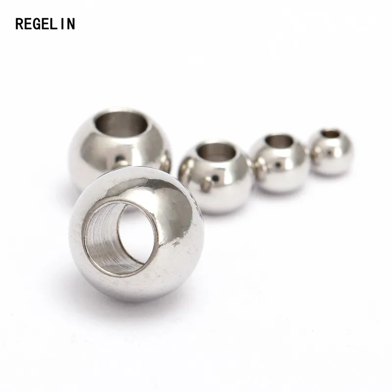 REGELIN Stainless Steel Loose Beads Spacer Beads 3/4/5/6/8/10mm 100PCs For DIY Bracelet & Necklace Accessories Jewelry Making