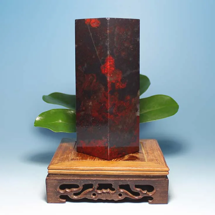 Guilin natural soapstone big black stamp seal red jasper jade ornaments business gifts original stone