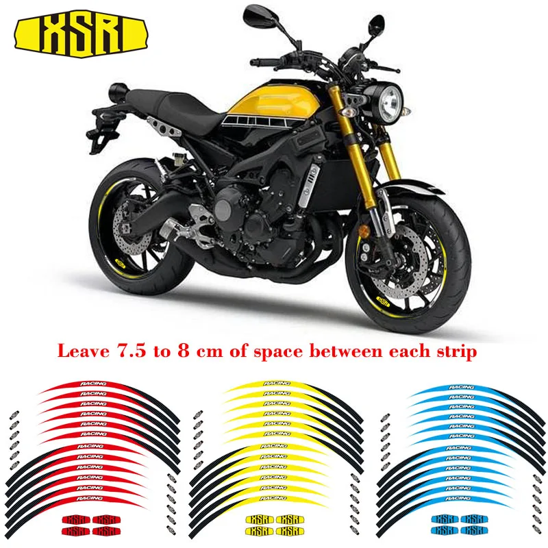 High quality Motorcycle front&Rear Edge Outer Rim Reflective Sticker 17inch Wheel Decals For YAMAHA XSR Reflective Sticker