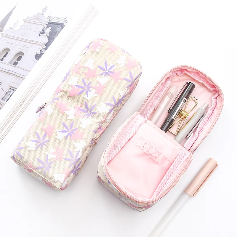 KUKUYO novelty student pencil bag turned canvas student storage pen holder simple stationery bag large capacity pencil case gift