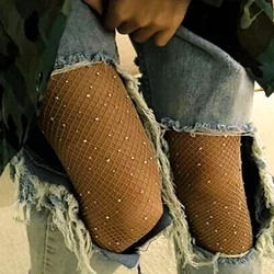 여자 높은 허리 다이아몬드 fishnet 스타킹 크리스탈 라인 석 메쉬 팬티 스타킹 레이디 그물 반짝이 스타킹 스파클 레이브
