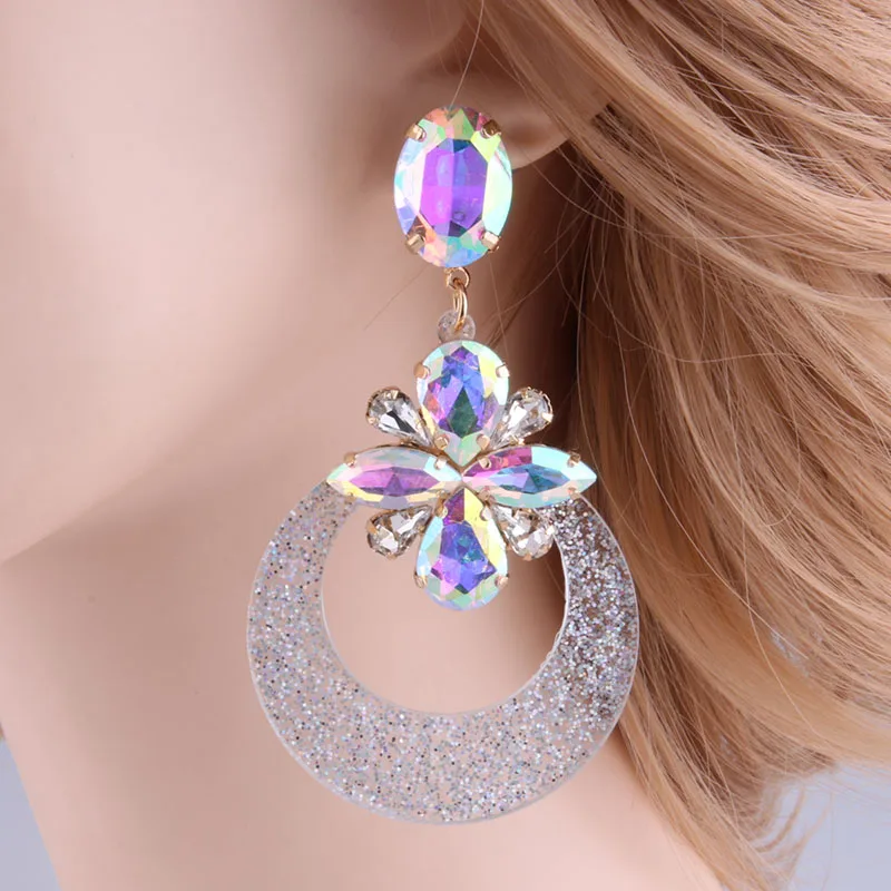 NeeFu WoFu Drop Resin Earrings Crystal Earring Big Large Long Brand Brinco Ear Accessories Oorbellen Christmas Gift woman ouch