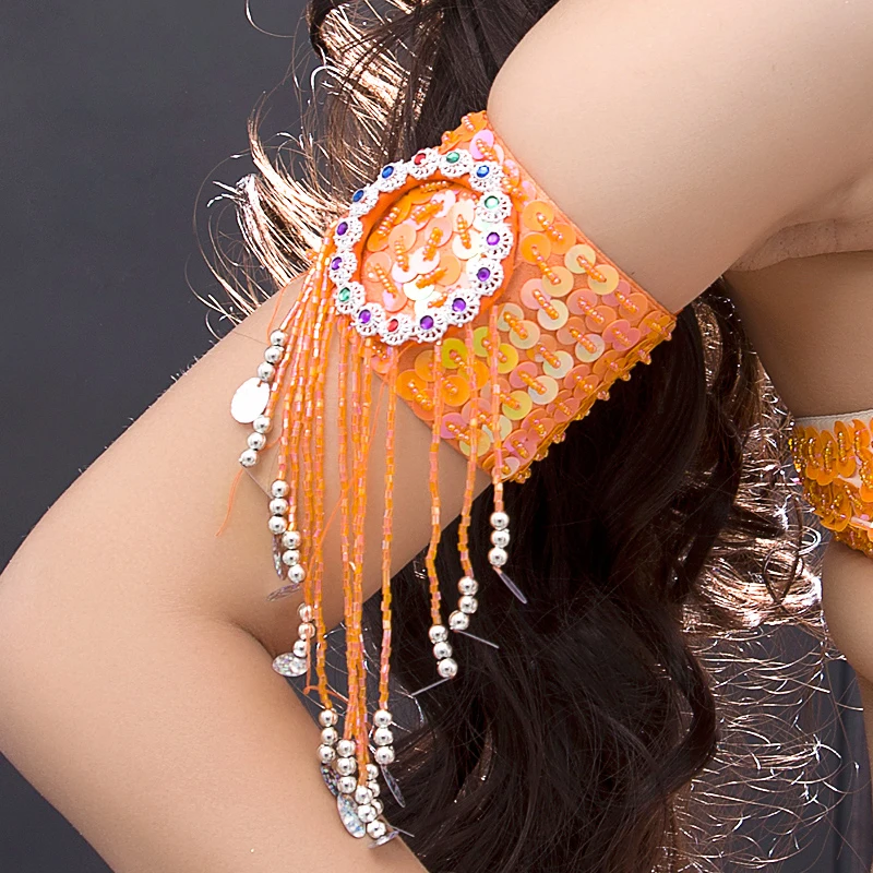 12 Colors Bellydance Wear Oriental Dance Costume Armband Adjustable Armwear Sequins Belly Dance Accessory (1 piece only)