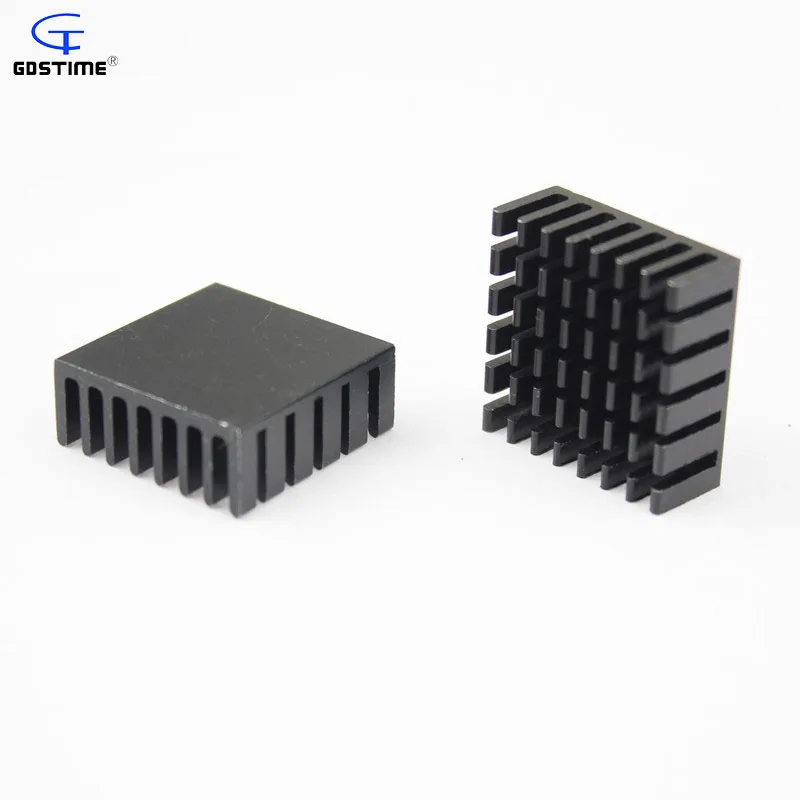 

Gdstime 50pcs High Quanlity 22x22x10mm Heat Sink with 3M tape Routing CPU IC Chip Cooling Fan 22mm Black Aluminum Heatsink