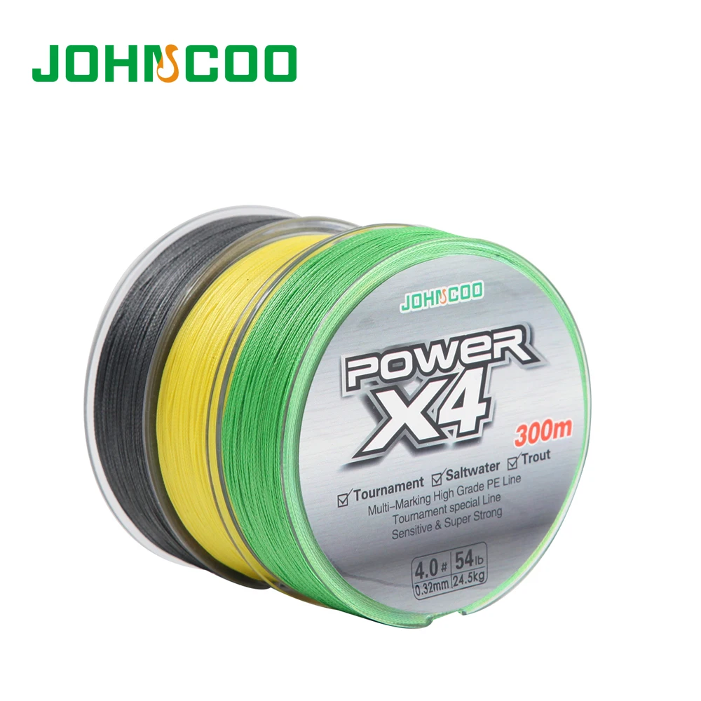 JOHNCOO 4 Braided Fishing line Wire 300 Meters 0.6-8 size for Trout Super Strong for Saltwater Tournament Grade Line