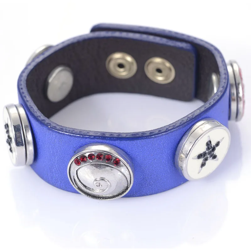 1 Pcs DIY Real Leather Wrap Charm Bracelet With Snap Button Charms Random Style For Women Gift