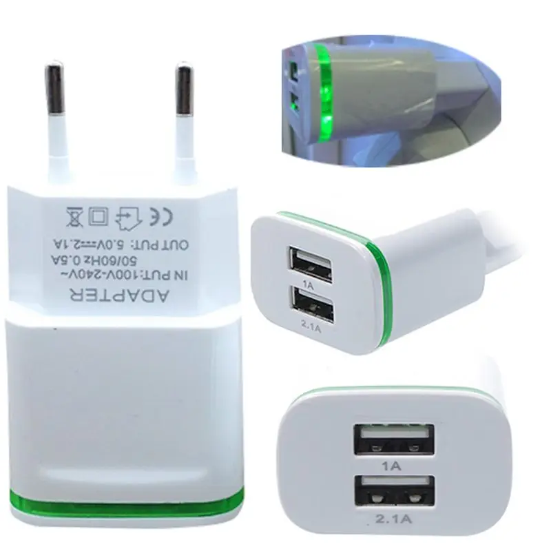 Sindvor 2.1A/1.0A Wall Charger Dual Ports Travel Charger Mini USB LED Light Fast Charging Power Adapter for iPhone Android Phone