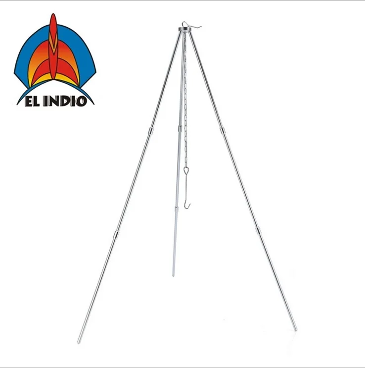 Light outdoor hanger, three foot frame, portable barbecue frame, camping pan hanger bracket