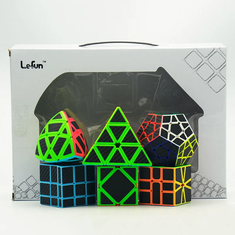 6pcs/set Strange Shape Cube Set  Lefun Magic Cube Mastermorphix+SQ-1+Meg+Mirror Block+Pyramid+Ske Black Sticker Gift Package