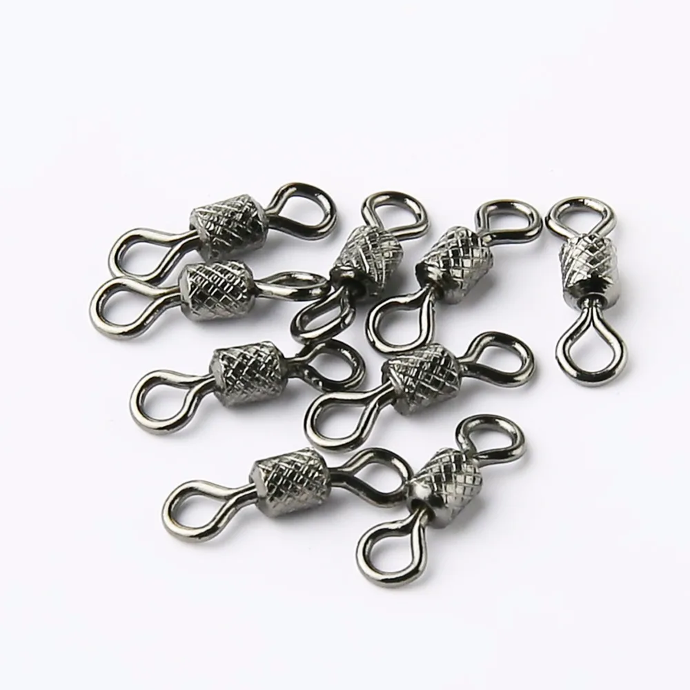 50pcs 1Box Fishing Swivels Ball Bearing Swivel With Safety Snap Solid Rings Rolling Swivel Carp Fishing Accessories