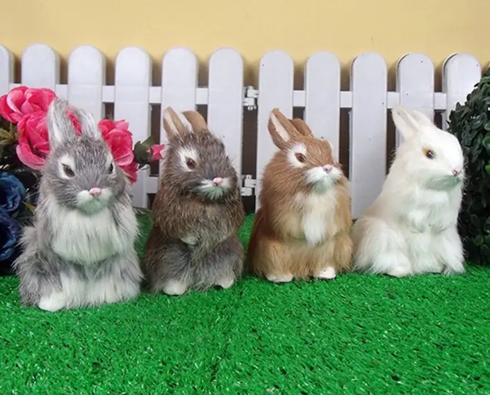 4 pieces a lot small cute simulation rabbit toys polyethylene&furs rabbit models gift about 14x10x7cm 2896