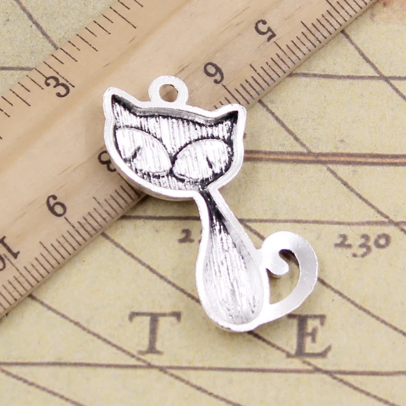 10pcs Charms Cat Fox 39x32mm Tibetan Bronze Silver Color Pendants Antique Jewelry Making DIY Handmade Craft