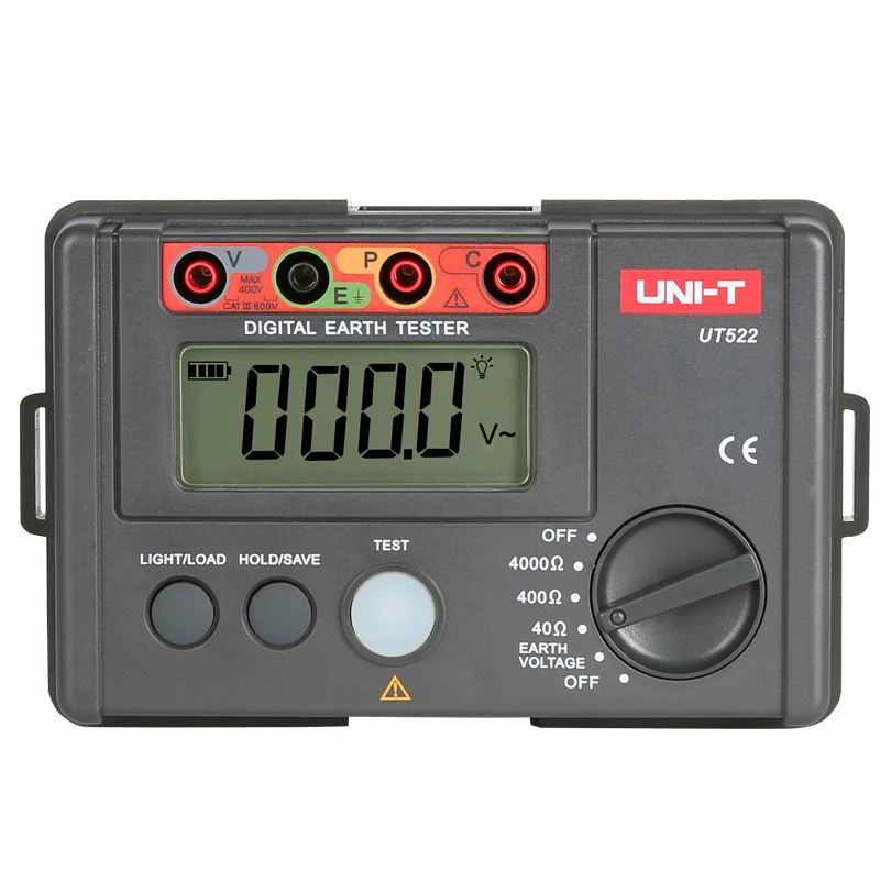 UNI-T UT520 Series Digital Earth Testers UT521 UT522; 2-wire/3-wire measurement/2000Ω/4000Ω