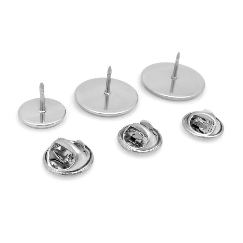 10pcs Fit12/14/16/18/20/25mm Stainless Steel Material Brooch Style Cabochon Base Blank Cufflink Spacer Settings Tie Tack Pins