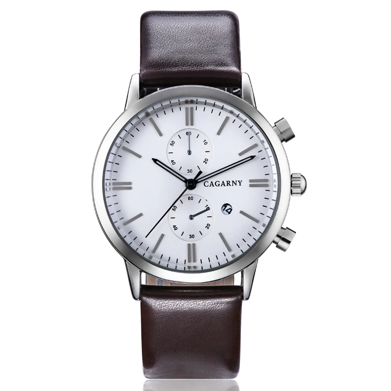 

Cagarny Watch Men Luxury Brand Men's Quartz Watches Men Casual Wristwatches Leather Watchband Date Quartz-Watch 10pcs Wholesale