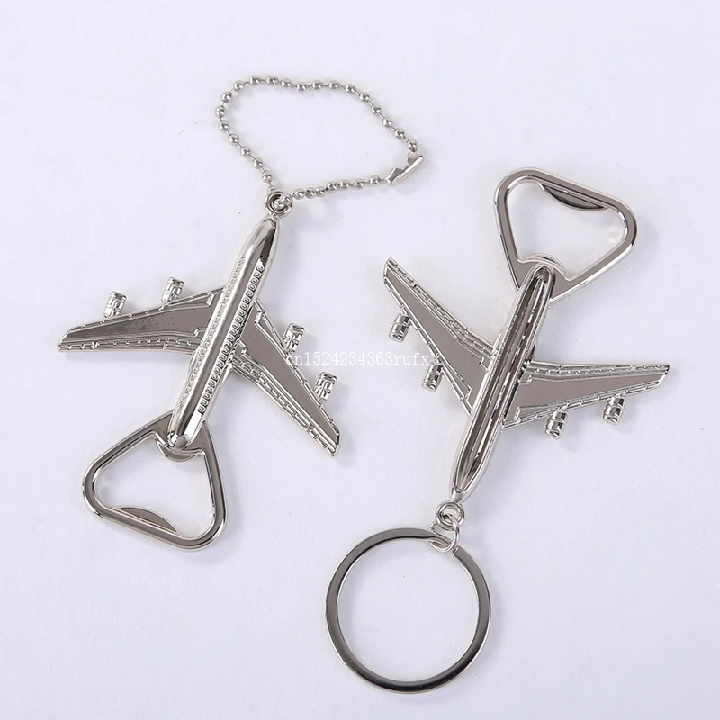 

100pcs Plane Shaped Car Key Chains Bottle Opener Key Holder Airplane Wine Beer Openers Aircraft Styling Car Key Ring