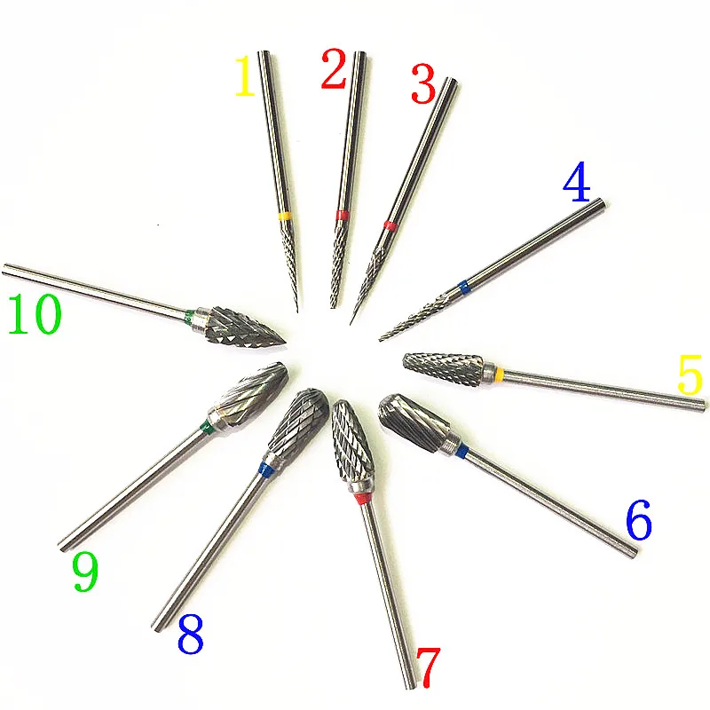 10pcs 2.35mm Dental lab instrument Shank Tungsten Steel Solid Carbide Rotary Files Diamond Burrs Dremel