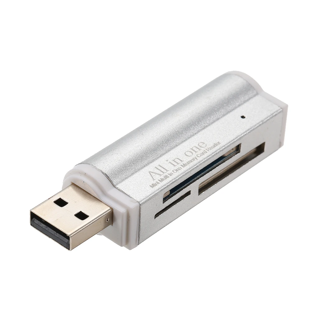 USB2.0 Mini Portable All In One Card Reader For SD/SD/TF/MS Duo/Micro MS(M2)/Ms Pro Duo USB 2.0 USB Card Readers For PC Computer