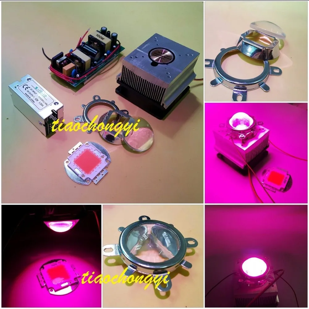 

100W DIY led grow light 380-840nm kit,chip+driver+heatsink fan +60Degree lens