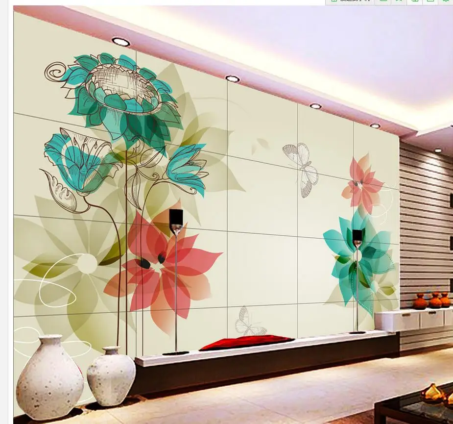 

ceiling wallpaper Home Decoration Lily white flowers green floral mural 3d ceiling murals wallpaper