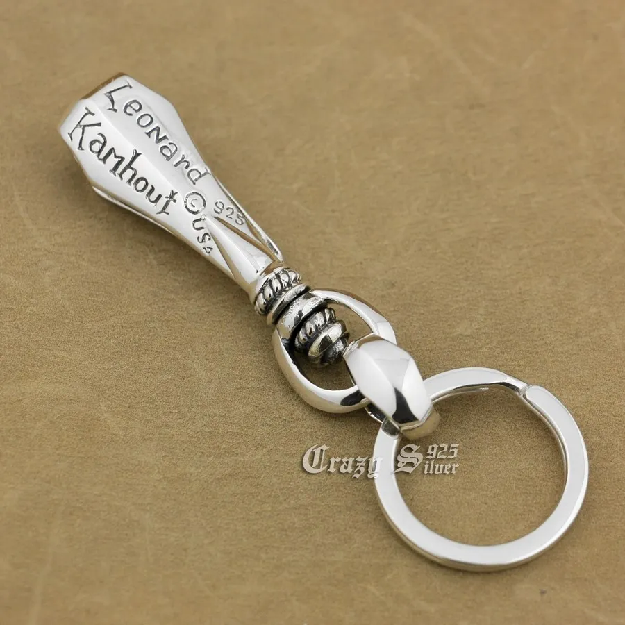 925 Sterling Silver Belt Clip KeyRing Mens Biker Keychain 8J003XKC Punk Jewelry