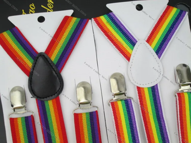 BD011--Hot Sale 2 colors Rainbow Stripe kids Suspenders 3 clips-on high quality baby braces 10pcs/lots  free shipping