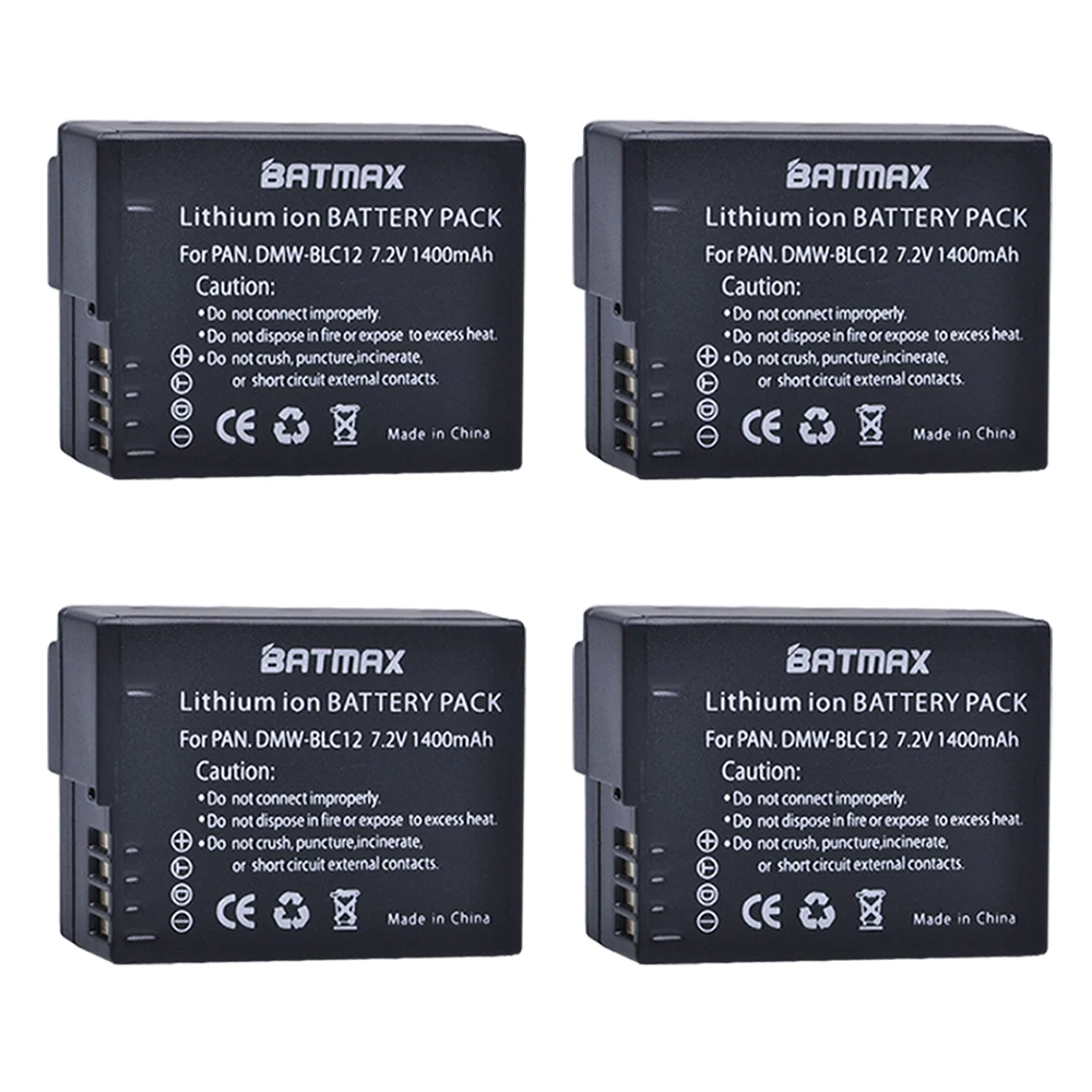 4Pcs DMW-BLC12 dmw blc12e DMCBLC12 BLC12 Rechargeable Li-ion Battery for Panasonic FZ1000, FZ200, FZ300, G5, G6, G7,GH2,DMC-GX8