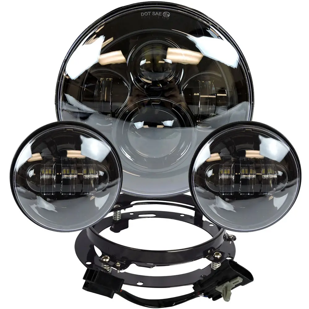 7 "Led Projector Koplamp 4.5" Mistdoorlaatlamp Voor Harley Touring Electra Glide Road King Softail Nachttrein Bad Boy Lamp - afbeelding 1