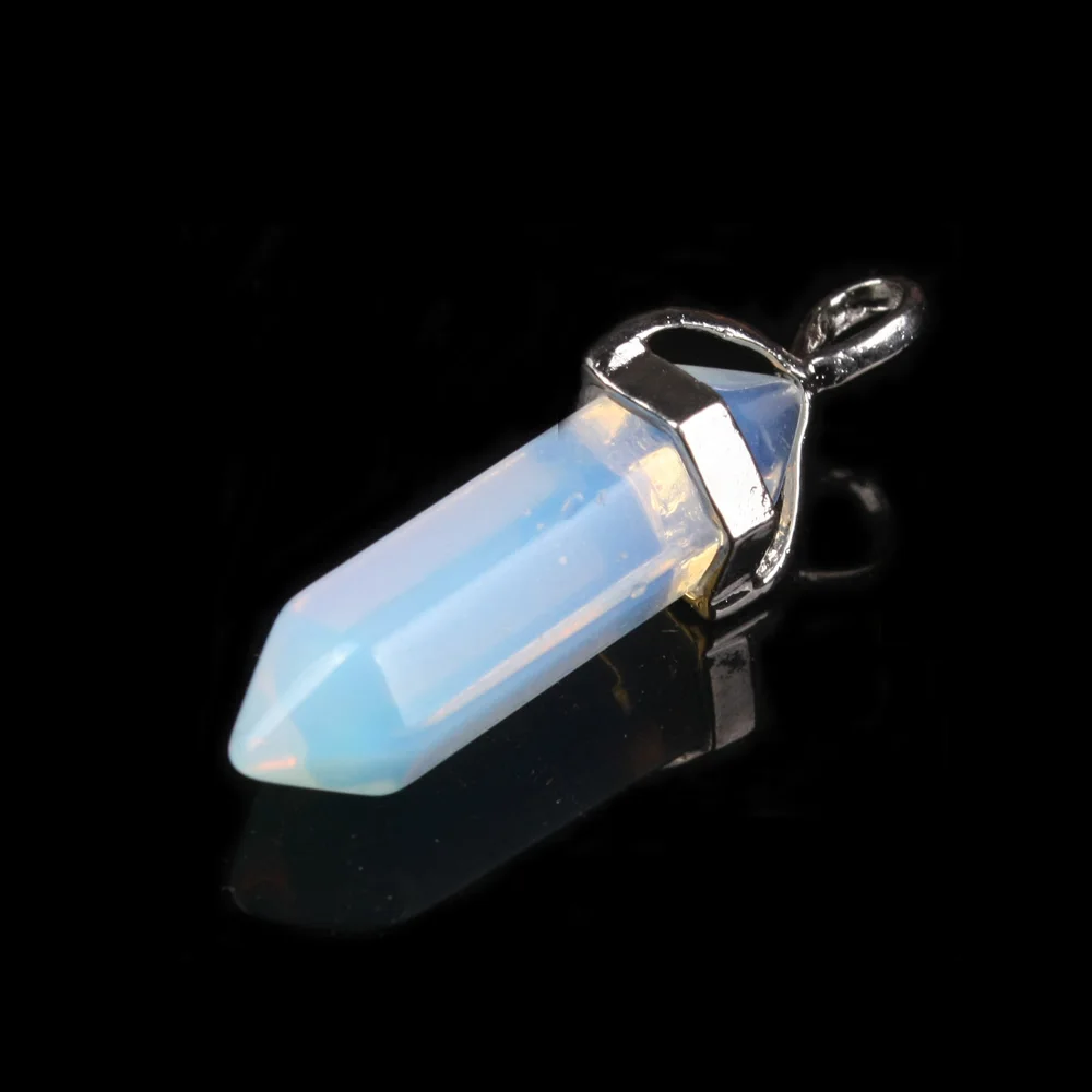 Crystal Point Clear Quartz Pendant Natural Opal Moonstone blue Lapis Lazuli Malachite Onyx Unakite Crystal Mineral Jewelry