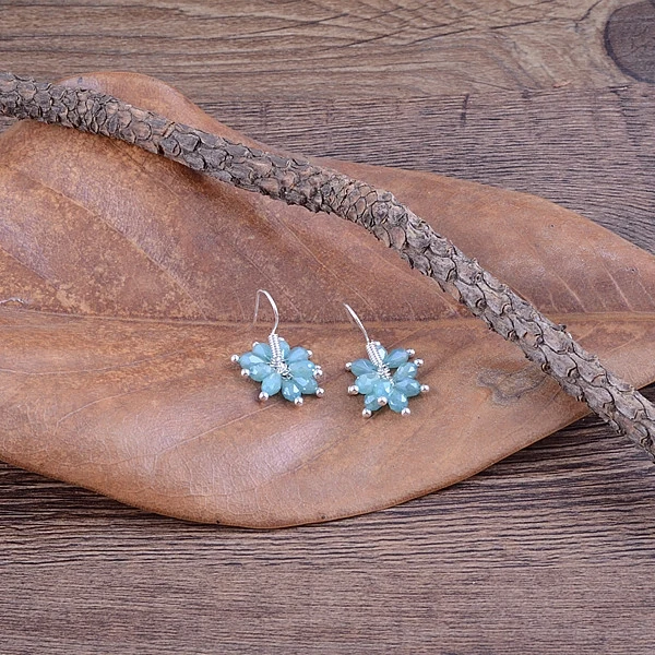 Austria crystal blue water female temperament simple small earrings are 925 Yingou anti allergy