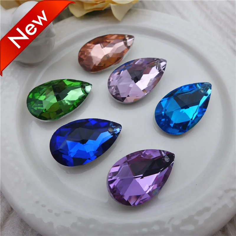 16/22/28/38 mm waterdrop austrian crystal beads glass teardrop pendant light chandelier drops silver blue pink jewelry making