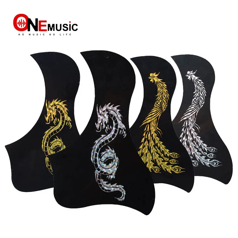 Phoenix And Dragon Pattern Acoustic Guitar Pickguard Pick Guard Sticker Bird Style Black