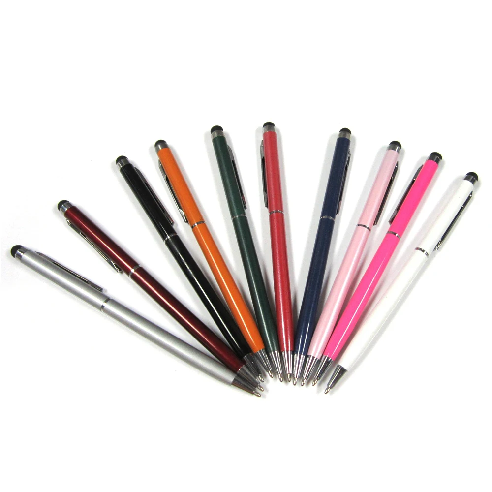 5pcs/lot 2 in 1 Touch Pen Aluminum Ball Pen with Capacitive Screen Stylus Pen for iPhone Samsung Mobile Phone