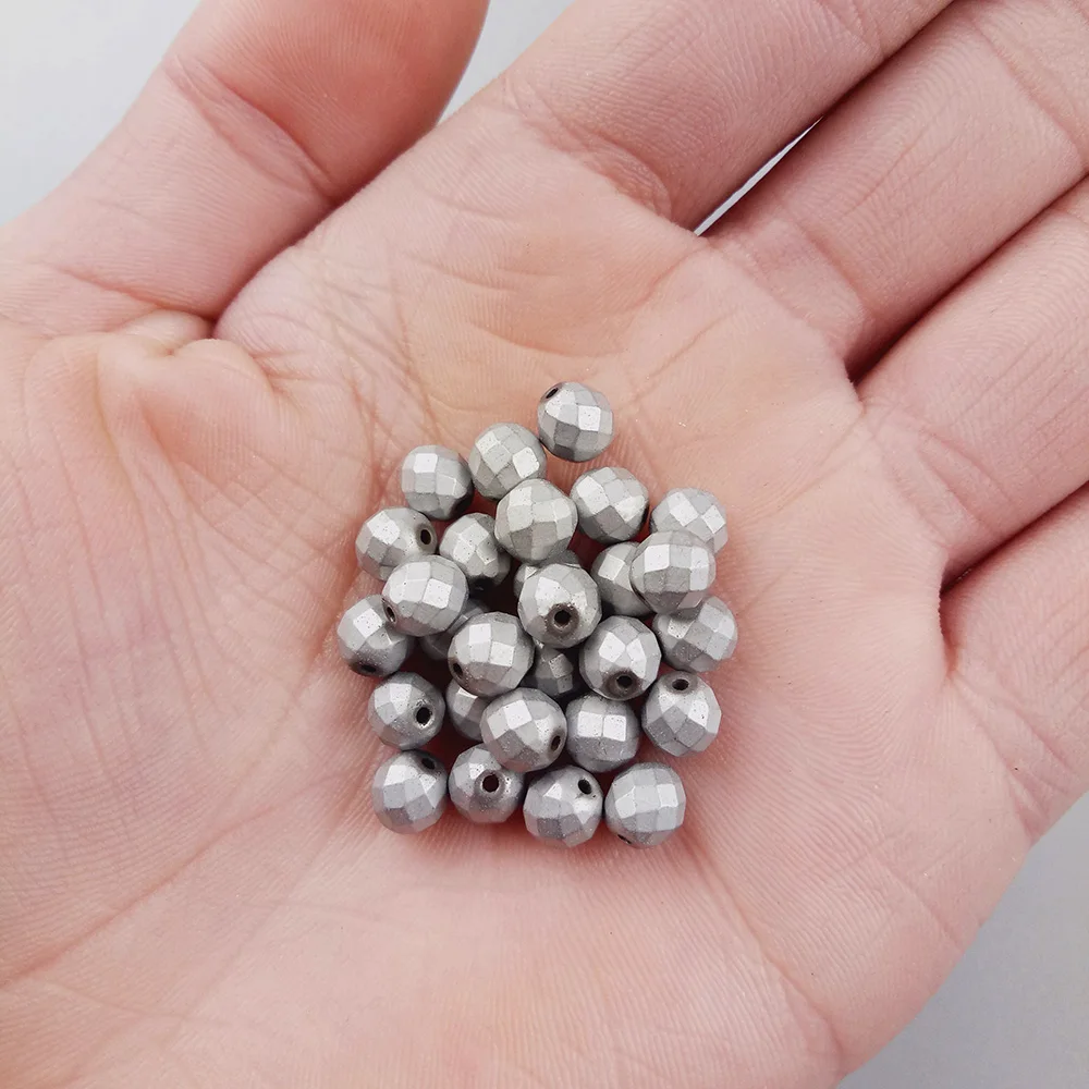 WLYeeS Silver Plated Matte faceted Round Hematite beads 2 4 6 8 10mm ball loose beads for Jewelry Necklace Bracelet Making DIY