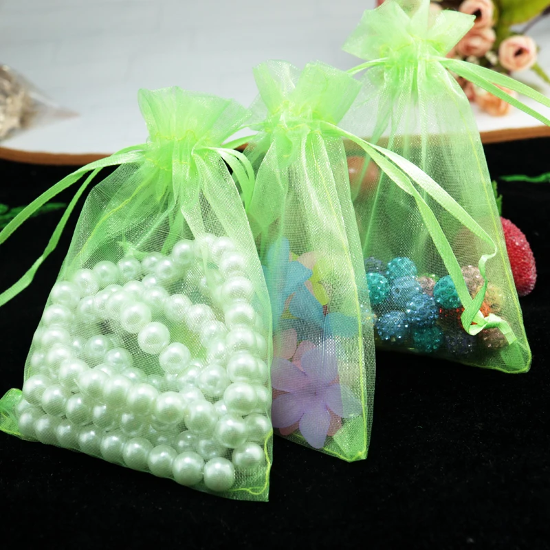 

100pcs Light Green Organza Bags 20x30cm Wedding Party Favor Jewelry Boutique Gifts Packaging Bag Cute Organza Gift Bag Pouches