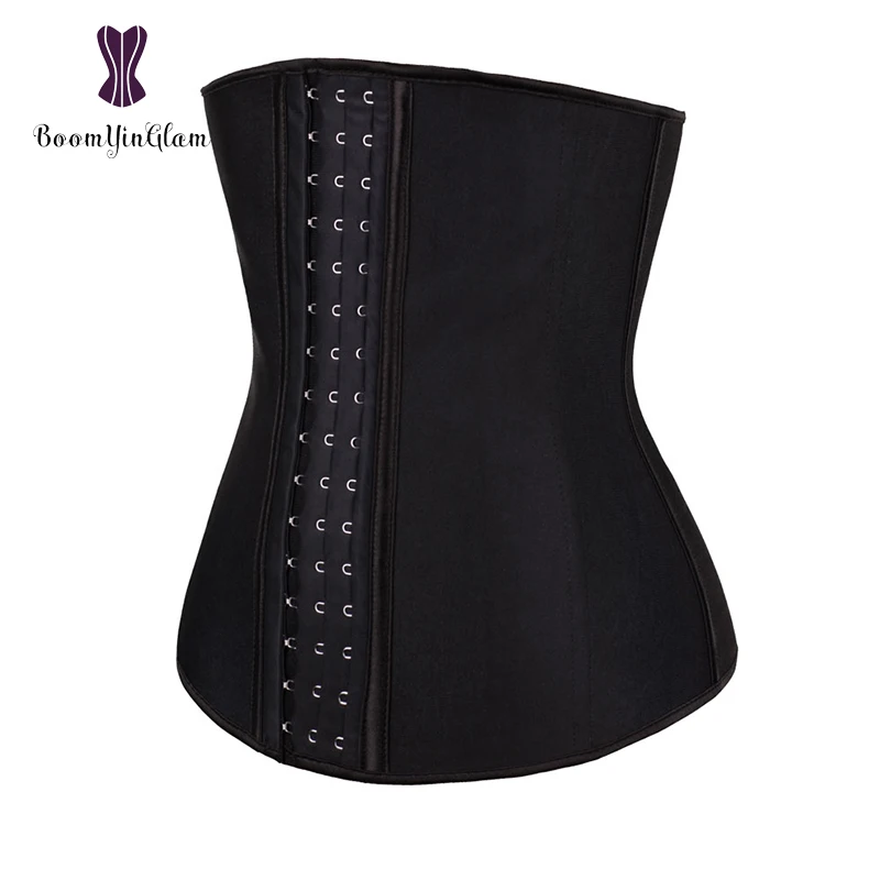 3 hooks waist cincher shaper 4 steel boned corset body shapewear girdle belt latex waist trainer for women 2839#