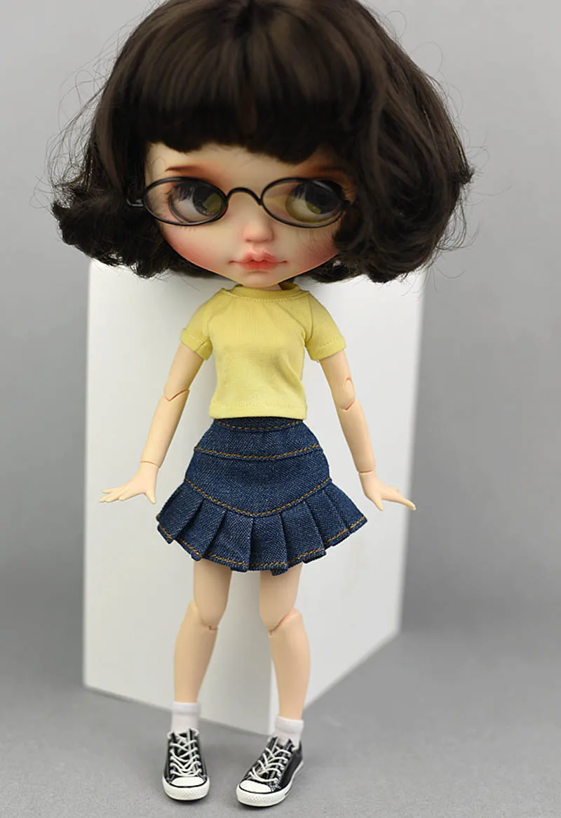 Blue Jeans Skirt Casual Wear Clothes For Blythe Doll Kids Toy A-line Skirt For Blyth Licca Doll Clothes 1/6 Doll Accessories
