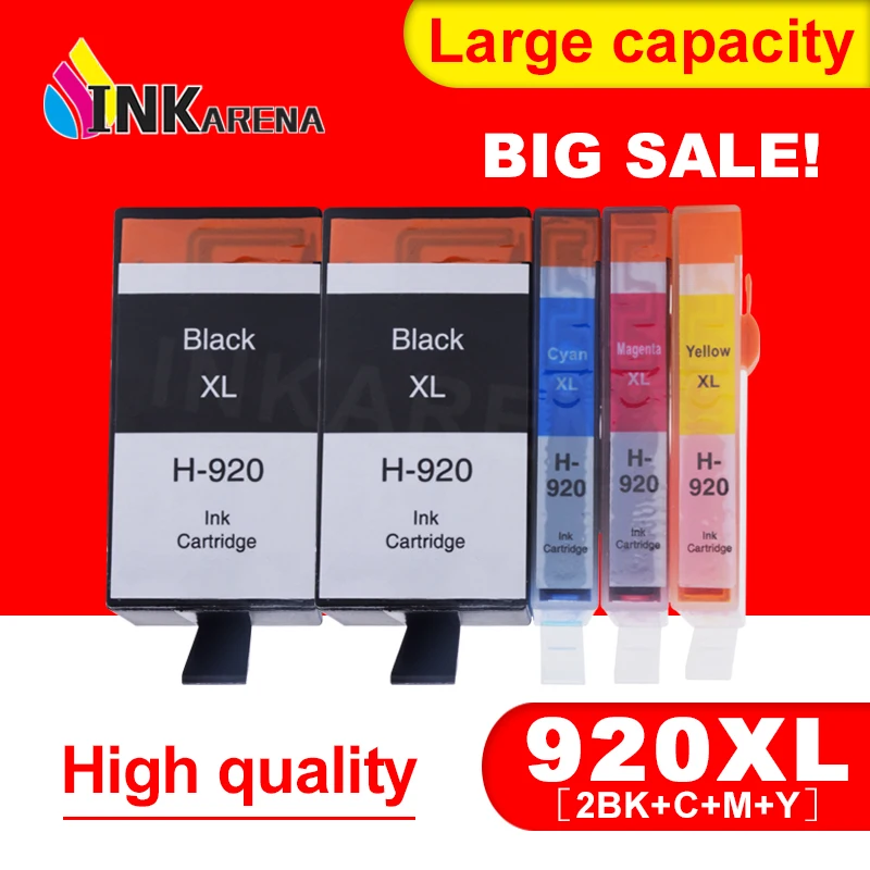 INKARENA 5PCS 920XL Full Ink Cartridge Replacement For HP 920 XL For Officejet 7000 7500 7500A 6000 6500 6500 6500A Printer Ink