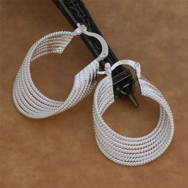 AE109 Hot  sterling  earrings ,   fashion jewelry , Multi-line  /bymakpta ajbajaia silver color