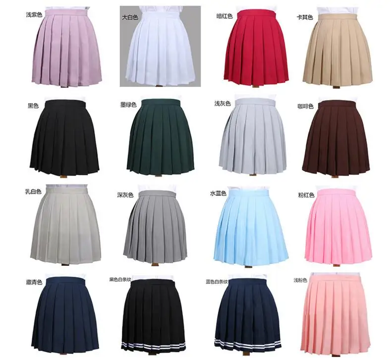 new 2022 summer Student Pretty New Fashion Women Mini Skirt Women Solid Stripe lolita Pleated Skirt