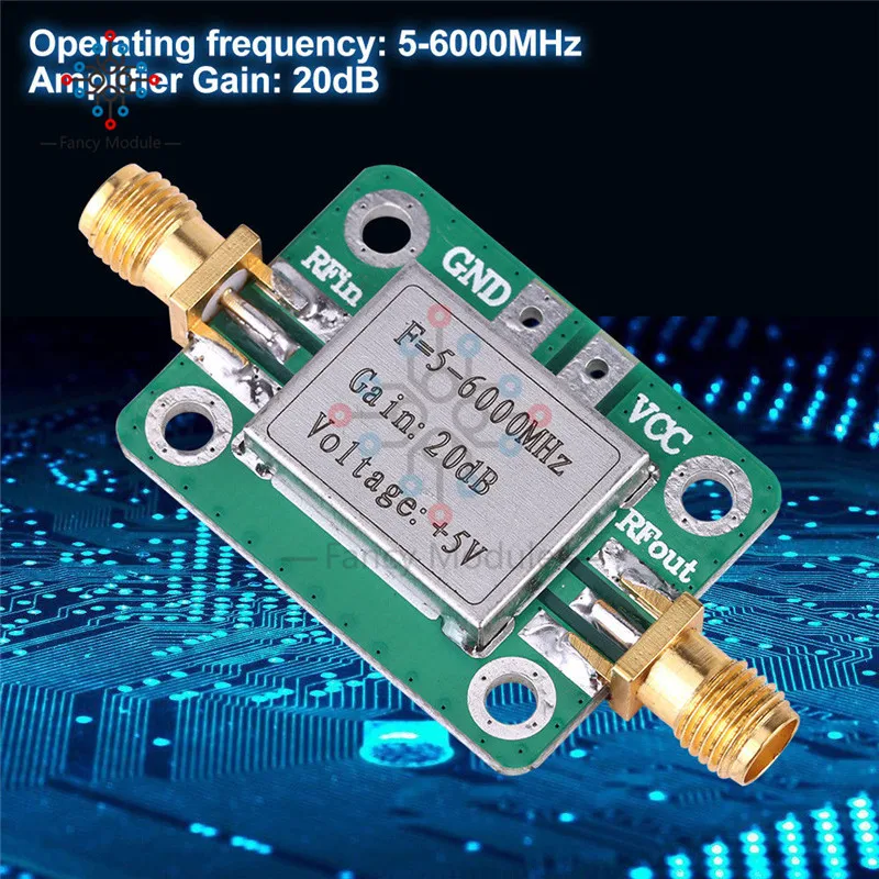 5-6000MHz Gain 20dB Broadband RF VHF UHF Signal Power Amplifier Board Module VFH UHF SHF LNA 5V